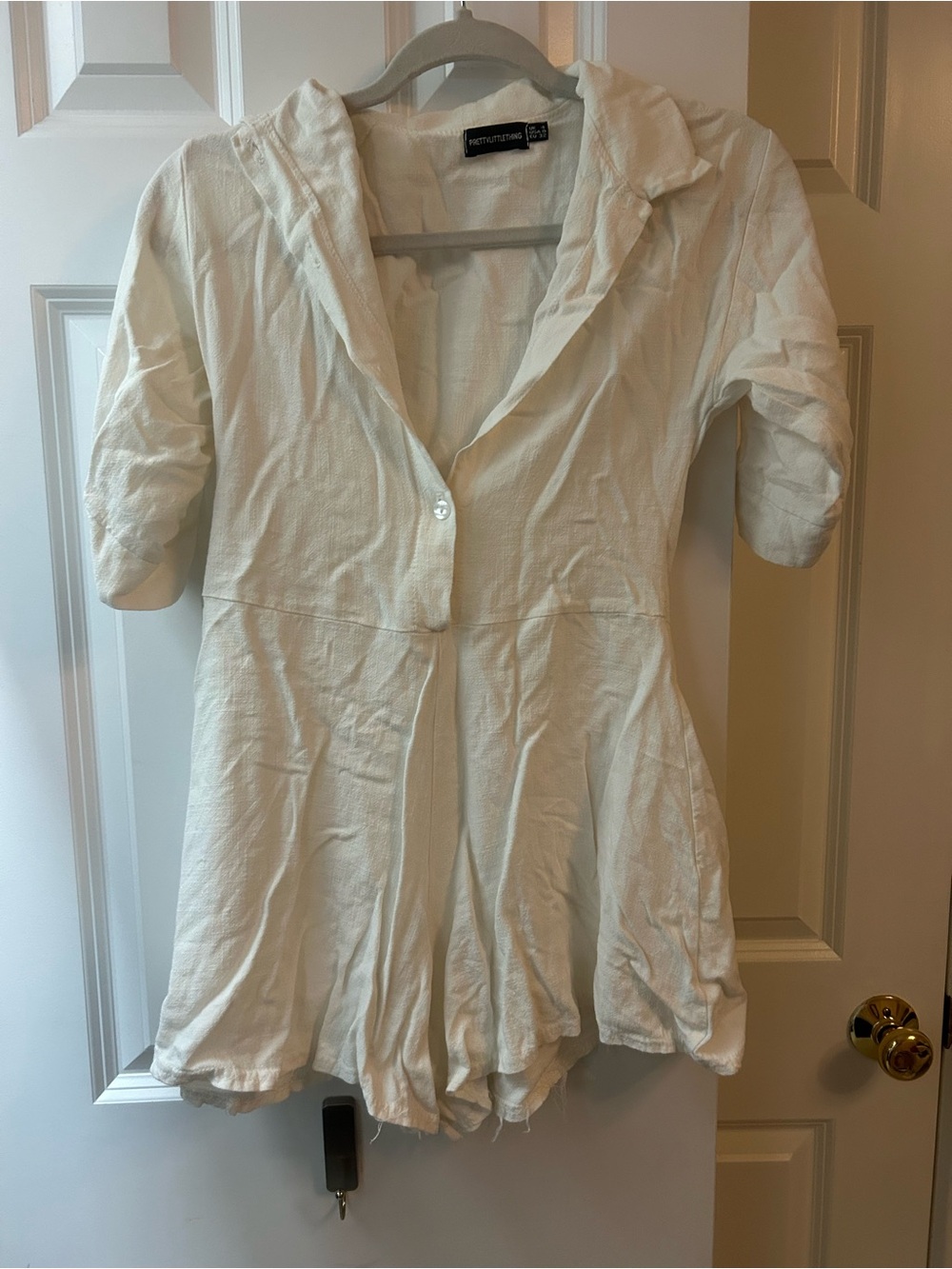 PrettyLittleThing White Button-Front Romper